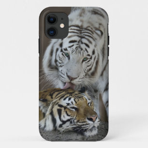 Funda Para iPhone 11 Blanco y reclinación de los tigres de Brown