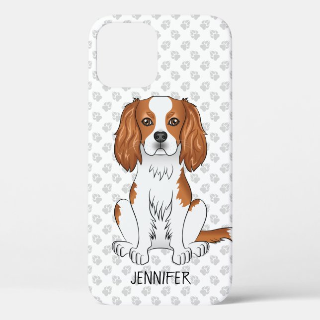 Funda De Case-Mate Para iPhone Blenheim Cavalier King Charles Spaniel y nombre (Reverso )