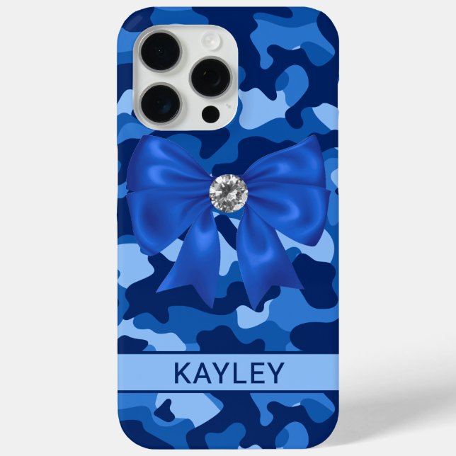 Funda De Case-Mate Para iPhone Blingy Blue Camouflage Personalized (Reverso )