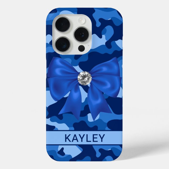 Funda De Case-Mate Para iPhone Blingy Blue Camouflage Personalized (Reverso )