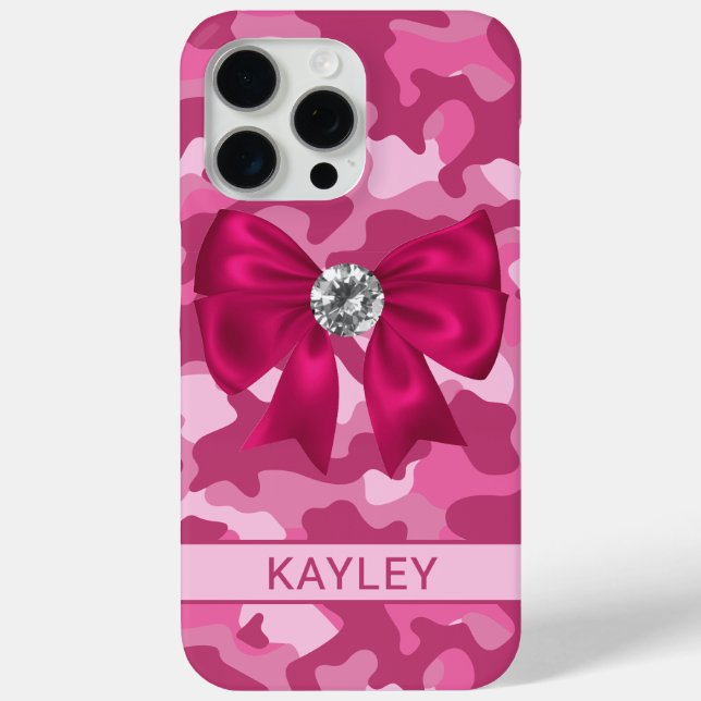 Funda De Case-Mate Para iPhone Blingy Pink Camouflage Personalized (Reverso )