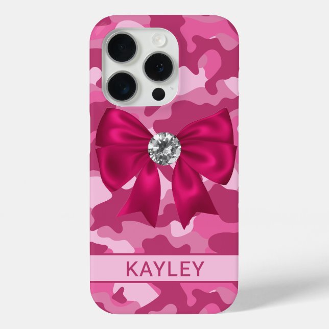 Funda De Case-Mate Para iPhone Blingy Pink Camouflage Personalized (Reverso )