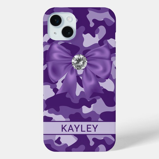 Funda De Case-Mate Para iPhone Blingy Purple Camouflage Personalized (Reverso )