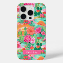 Funda Para iPhone 15 Pro Blooming Desert Cacti Personalized
