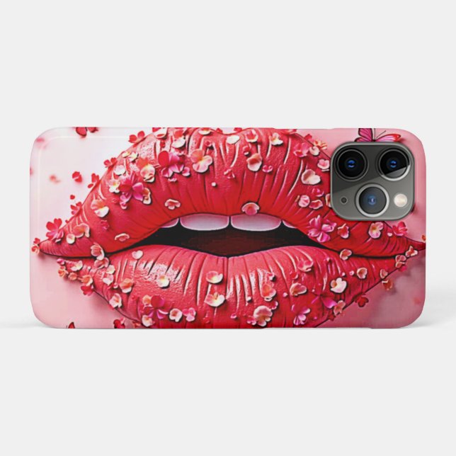 Funda De Case-Mate Para iPhone Blooming Lips: Floral Butterfly Kiss (Reverso (horizontal))