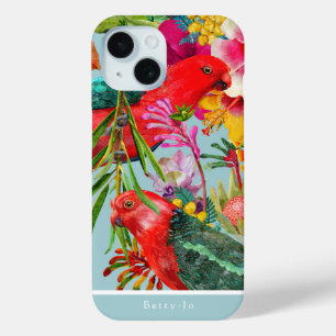 Funda Para iPhone 15 Blooms tropicales King Parrot personalizables