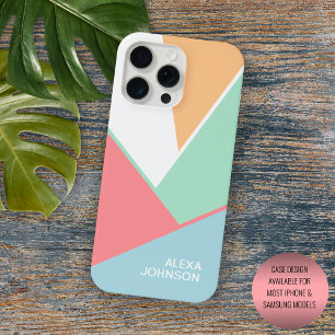 Funda Para iPhone 14 Pro Max De Case-Mate Bloque de arte rosa ligero azul menta verde person