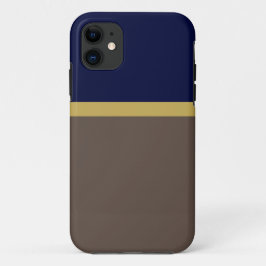 Funda Para iPhone 11 Bloque de color azul de la marina profunda marrón 