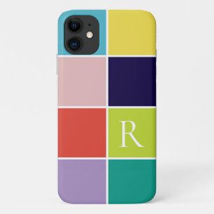 Funda Para iPhone 11 Bloque de color cuadrado moderno monogramado