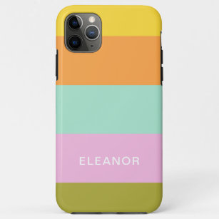 Funda Para iPhone 11 Pro Max Bloque de color de banda Pastel Personalizado