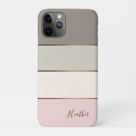 Funda Para iPhone 11 Pro Bloque de color de crema de oro rosado personaliza