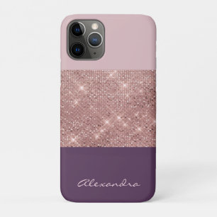 Funda Para iPhone 11 Pro Bloque de color de oro y ciruela de oro Rosa