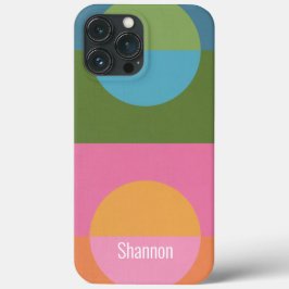 Funda Para iPhone 13 Pro Max Bloque de color modernista 3 con nombre personaliz