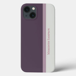Funda Para iPhone 13 Bloque de color moderno en rayas morado y gris