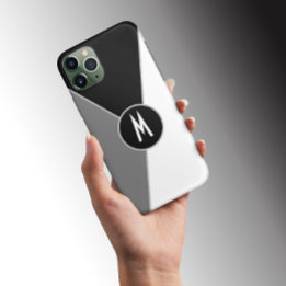 Funda Para iPhone 13 Pro Max Bloque de color monocromo blanco y negro Monograma