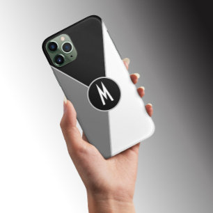 Funda Para iPhone 13 Pro Max Bloque de color monocromo blanco y negro Monograma