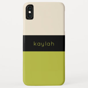 Funda Para iPhone XS Max Bloque de color verde de Pistachio cálido con nomb