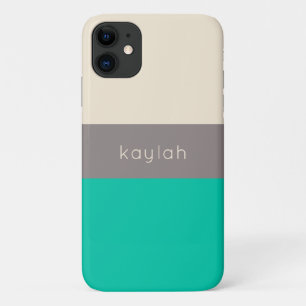 Funda Para iPhone 11 Bloque de color verde marino clásico con nombre
