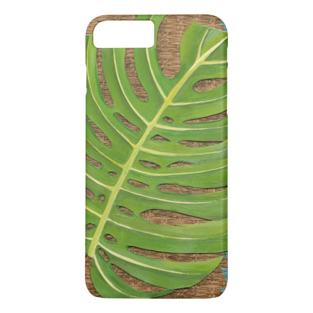Funda De Case-Mate Para iPhone Bloquear la impresión de palma en fondo de mimbre (Reverso)