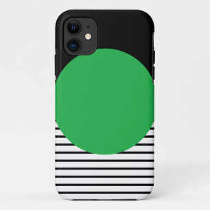 Funda Para iPhone 11 Bloqueo de color blanco negro y círculo verde