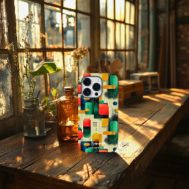 Funda Para iPhone 14 Pro De Case-Mate Bloques abstractos modernos con nombre personaliza