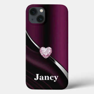 Funda Para iPhone 13 Bloques de color Magenta Nombre monocromático rosa