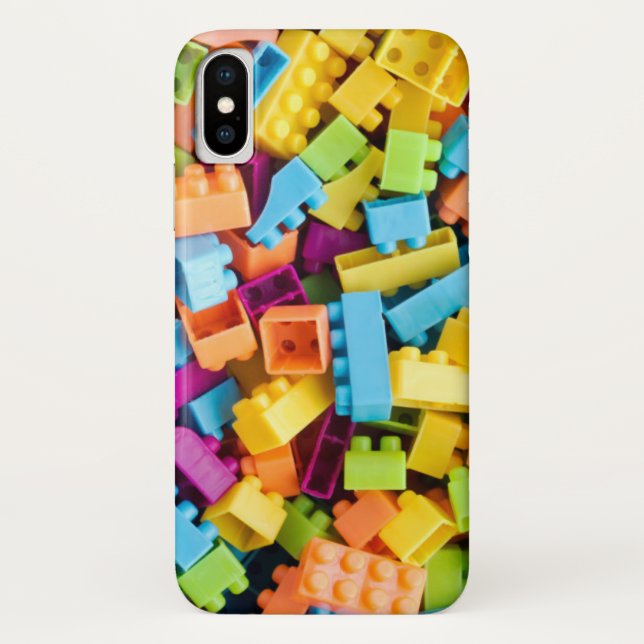 Funda De Case-Mate Para iPhone Bloques de construcción de plástico neón (Reverso)