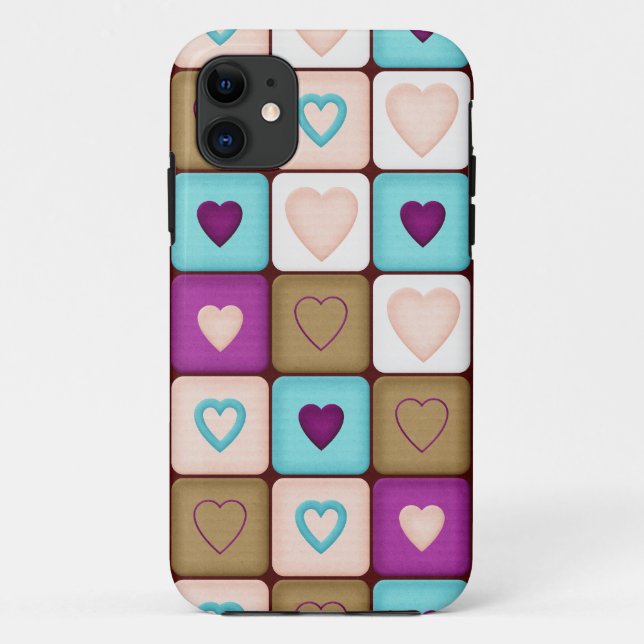 Funda De Case-Mate Para iPhone Bloques de corazón (Reverso)