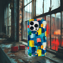 Funda Para iPhone 14 Pro De Case-Mate Bloques de pincel coloridos con nombre personaliza