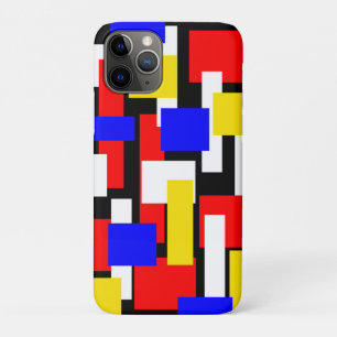 Funda Para iPhone 11 Pro Bloques geométricos rojos, amarillos, negros y azu