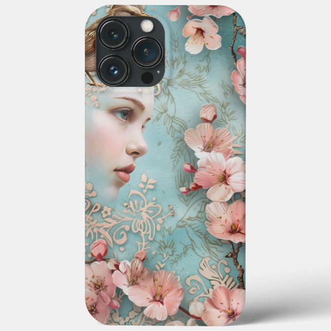 Funda De Case-Mate Para iPhone Blossoms de primavera desconchan retrato de la dam (Reverso )