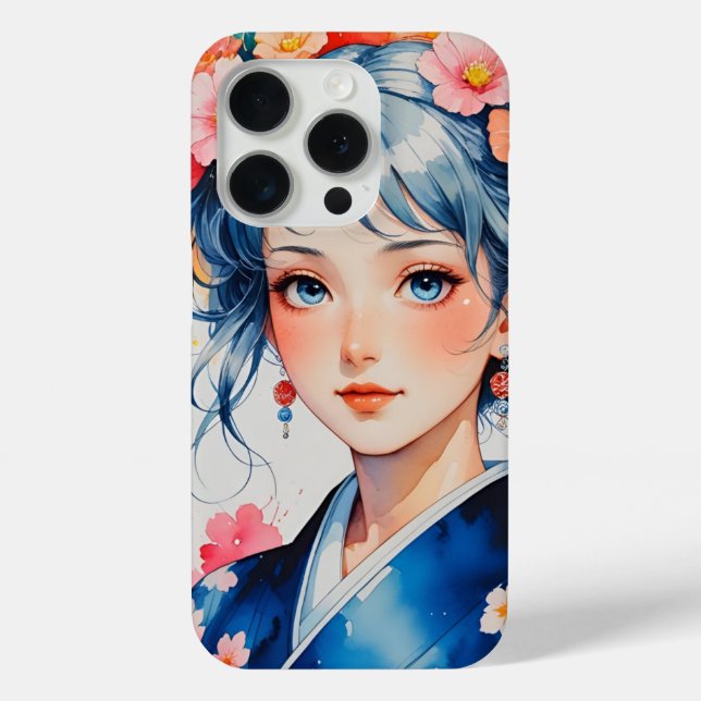 Funda De Case-Mate Para iPhone Blossoms in Blue Kimono (Reverso )