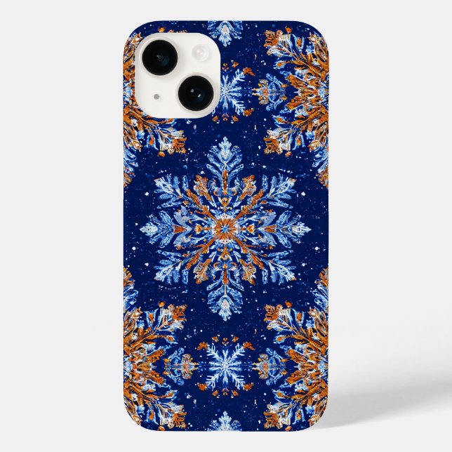 Funda De Case-Mate Para iPhone Blue 3d snowflakes (Reverso )