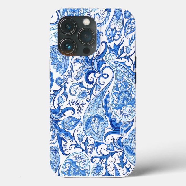 Funda De Case-Mate Para iPhone Blue and White Paisley (Reverso )