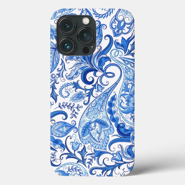 Funda De Case-Mate Para iPhone Blue and White Paisley (Reverso )