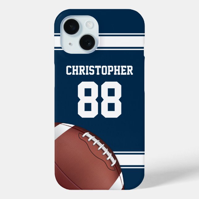 Funda De Case-Mate Para iPhone Blue and White Stripes Jersey Football (Reverso )
