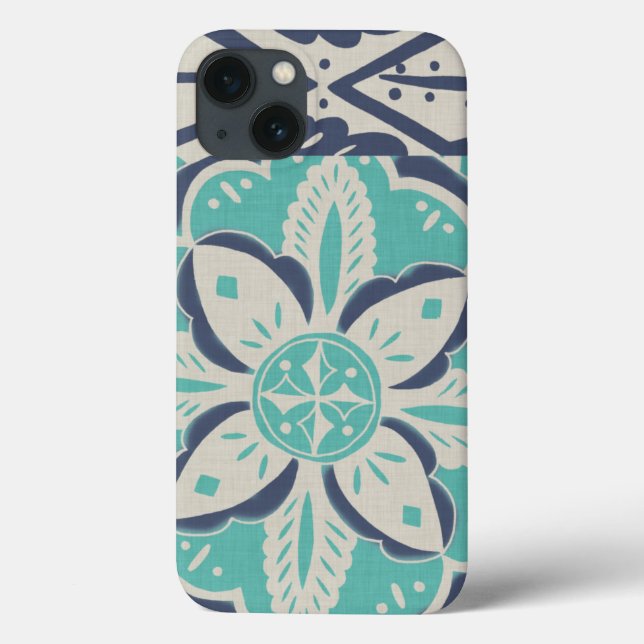 Funda De Case-Mate Para iPhone Blue Batik Tile IV (Reverso)