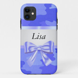 Funda Para iPhone 11 Blue Bow personalizado de camuflaje azul
