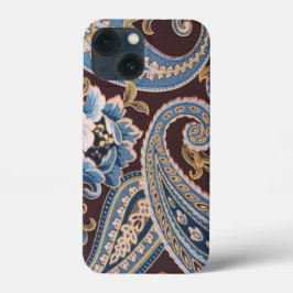 Funda Para iPhone 13 Mini Blue Brown Vintage Paisley New
