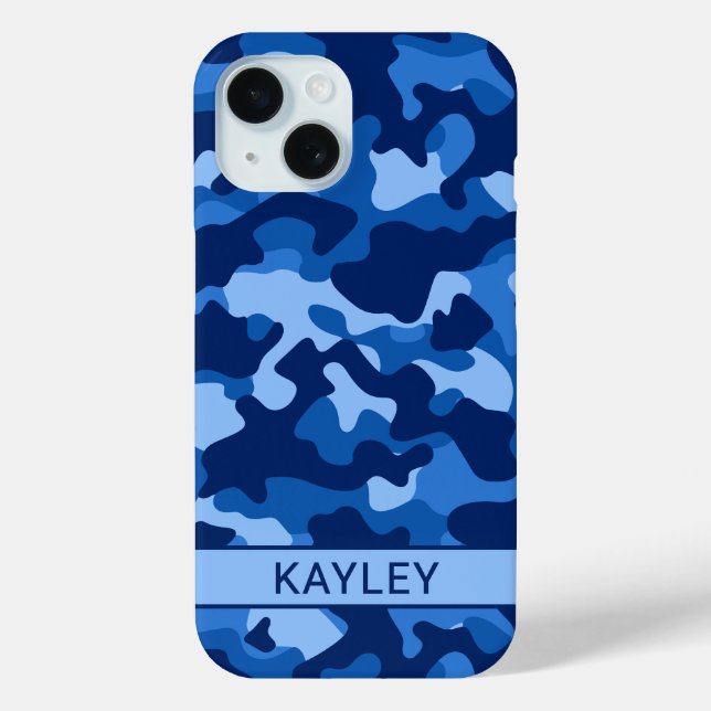 Funda De Case-Mate Para iPhone Blue Camouflage Personalized (Reverso )