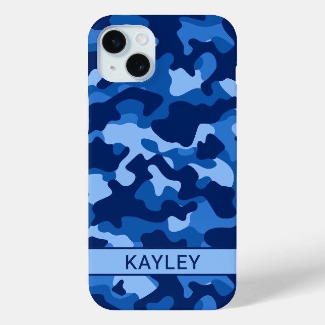 Funda De Case-Mate Para iPhone Blue Camouflage Personalized (Reverso )