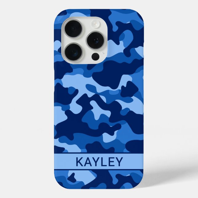 Funda De Case-Mate Para iPhone Blue Camouflage Personalized (Reverso )