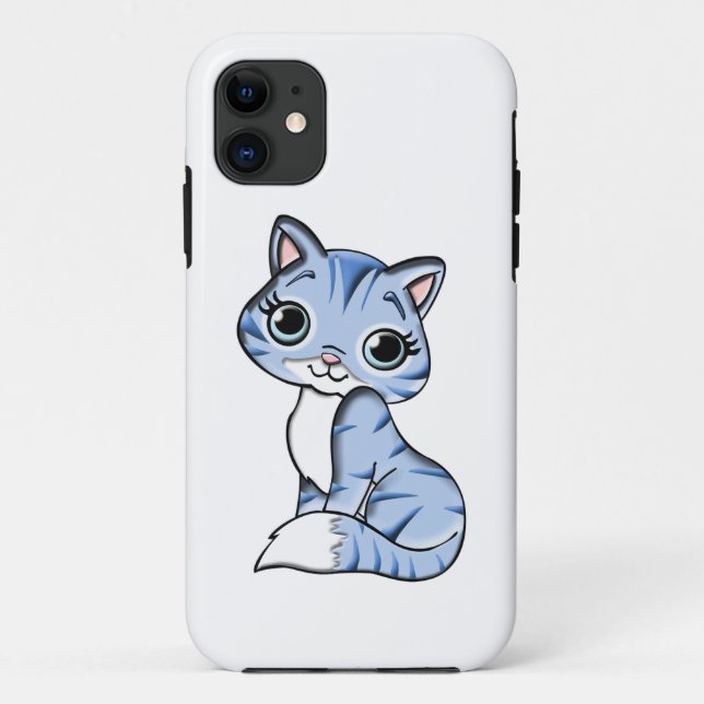 Funda De Case-Mate Para iPhone Blue cat feline animal (Reverso)