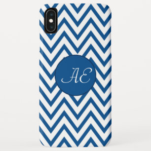 Funda Para iPhone XS Max Blue Chevron Monograma moderno