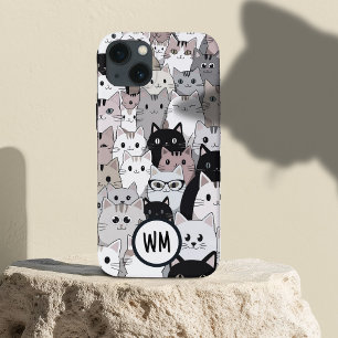Funda Para iPhone 13 Blue Cute Warm Demasiado Cats Custom Name