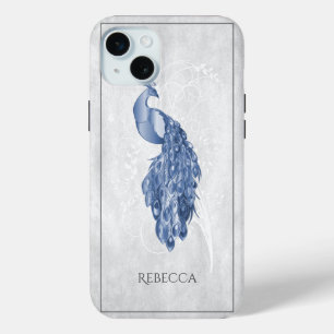 Funda Para iPhone 15 Mini Blue Elegant Peacock Personalizado