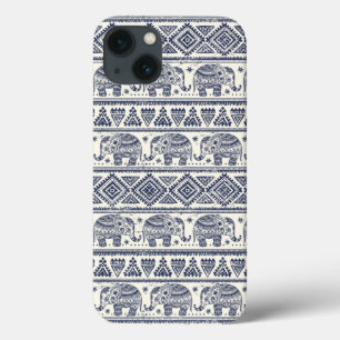 Funda Para iPhone 13 Blue Ethnic Elephant Pattern