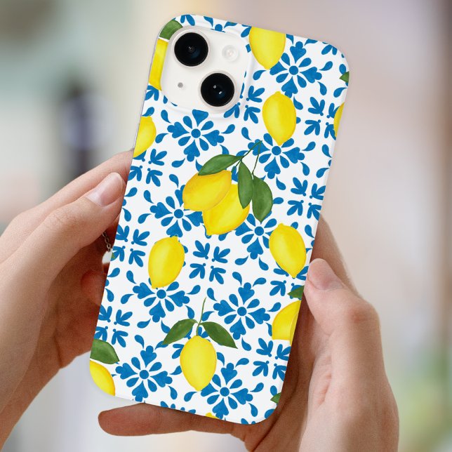 Funda De Case-Mate Para iPhone Blue French Country Tile Lemon Pattern  (Subido por el creador)