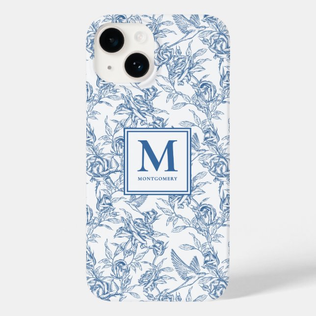 Funda De Case-Mate Para iPhone Blue French Toile Name (Reverso )