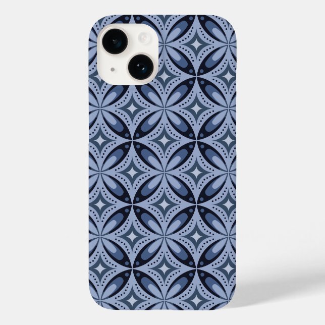 Funda De Case-Mate Para iPhone Blue Geometric Pattern Retro Style (Reverso )